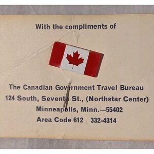 Vtg 60s Canadian Flag Pin Stick Lapel Red Maple Leaf Canada Travel Bureau Promo